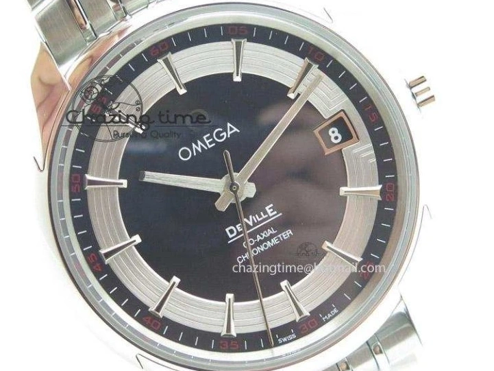 0805 De Ville Hour Vision Co-Axial 41mm SS V6F Best Edition Black Dial On SS Bracelet A BestValue 8277